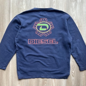 Vintage Diesel Big Logo Blue Sweatshirt Avant Garde