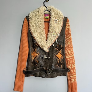 Save The Queen Leather Wool Jacket With Belt