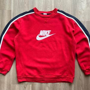 Vintage 90s Nike Big Embroidered Logo Red Sweatshirt Y2K