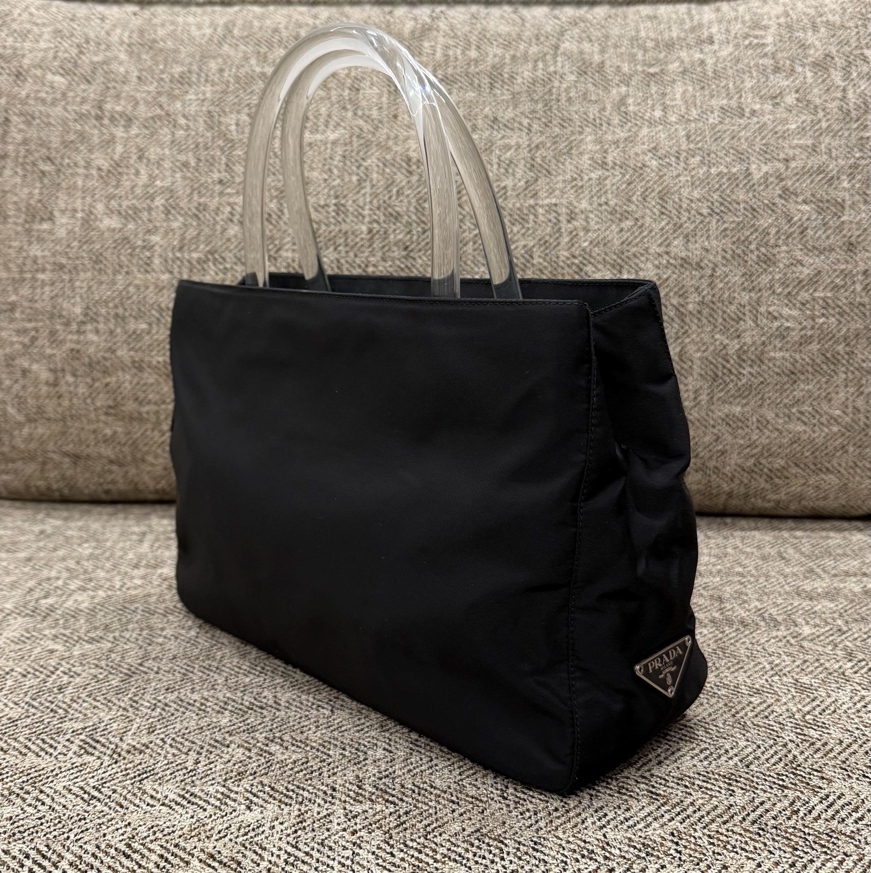 Vintage 90s Prada Black Nylon Handle Bag - Etsy