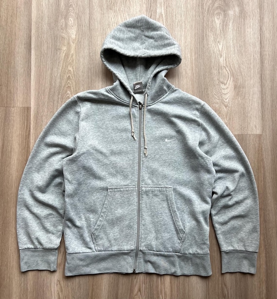 Vintage Nike Y2K Avant Garde Gray Zip up Hoodie Small Logo