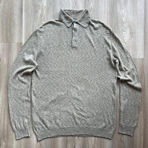 Vintage Canali Long Sleeve Polo Classic Beige Rugby