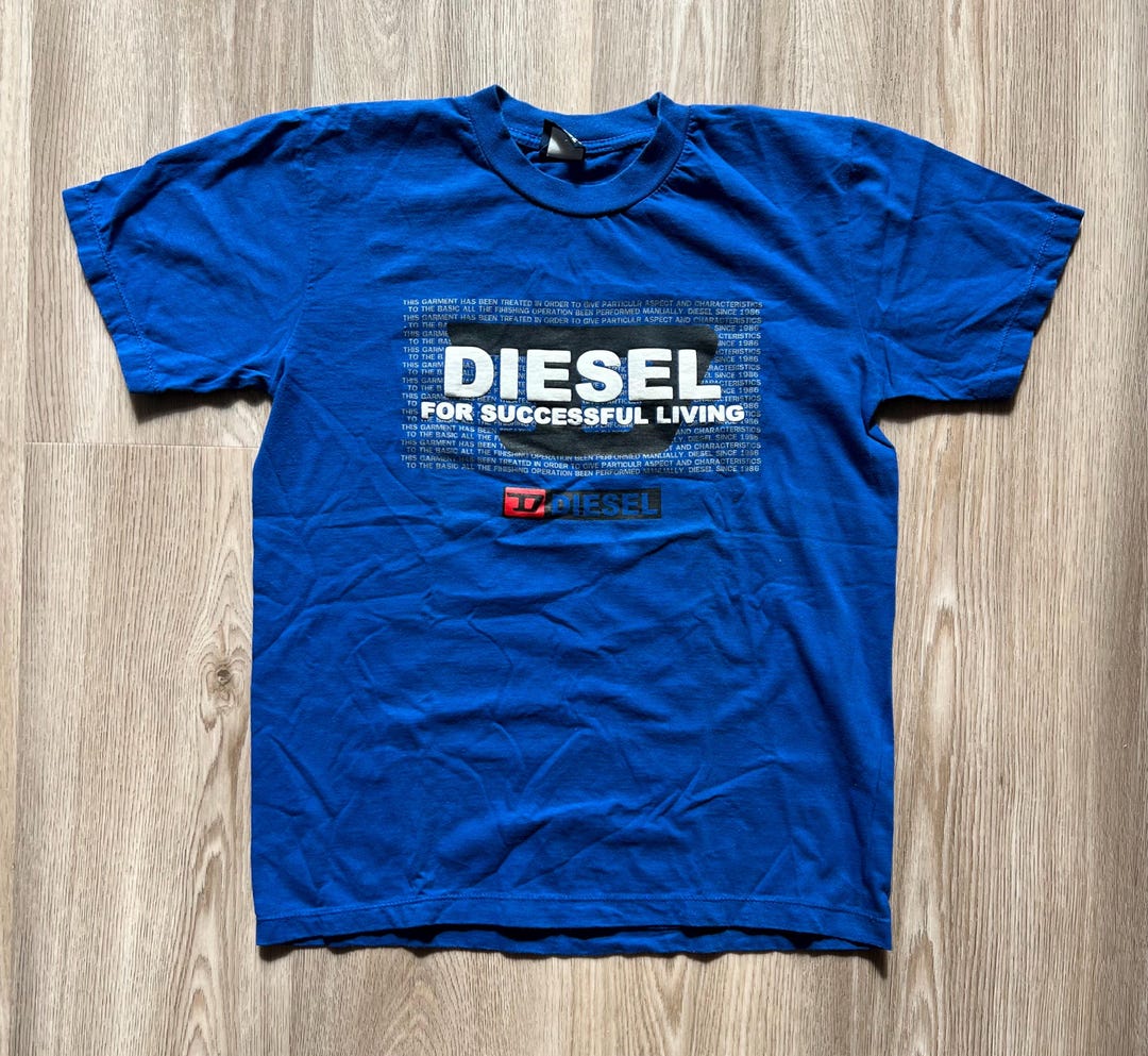 Vintage Diesel Big Logo Blue T-shirt - Etsy