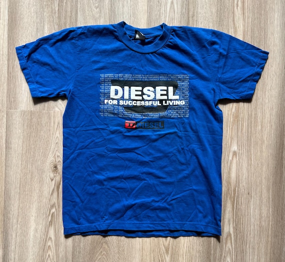 Vintage Diesel Big Logo Blue T-shirt - Etsy