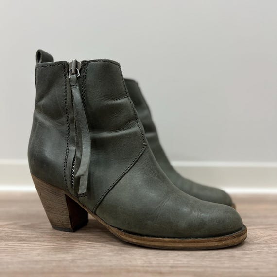 Acne Studios, Acne Studios Ankle Boots Shearling Lined Pistol Olive Heels