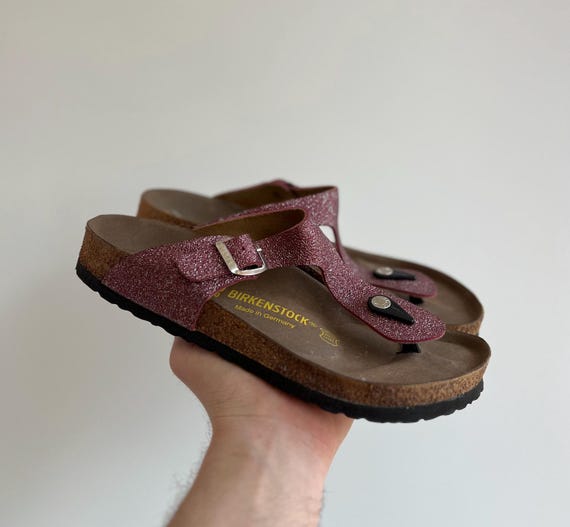 Vintage Birkenstock Gizeh Cherry Leather Slide Sandals - Etsy Vintage Birkenstock Gizeh Cherry Leather Slide Sandals - Etsy