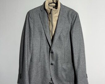Boggi Gray Wool Blazer Zipper Button Jacket
