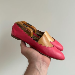 Chloe Lauren Scalloped Leather Ballet Flats Shoes