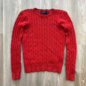 Polo Ralph Lauren Red Cable Knit Sweater