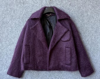 Gucci by Tom Ford Purple Mohair Open Front Blazer Jacket