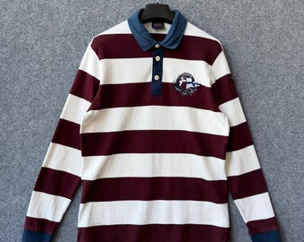 Paul & Shark White Cherry Striped Long Sleeve Polo Shirt