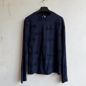 Vintage Versace Jeans Couture Navy Blue Pattern Logo Long Sleeve T-Shirt