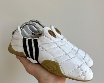 Vintage Adidas White Racing Leather Sneakers Y2K