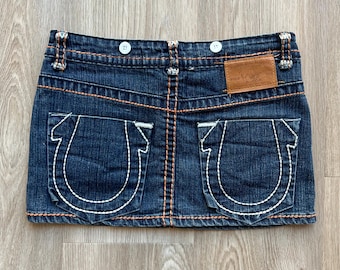 Vintage Y2K True Religion Denim Mini Skirt Avant Garde