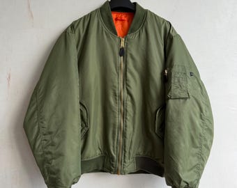 Vintage Fostex Garments MA-1 Khaki Bomber Military Jacket