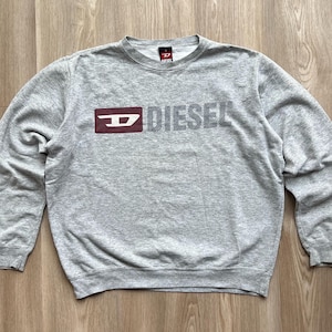 Sudadera Diesel gris vintage con logo grande
