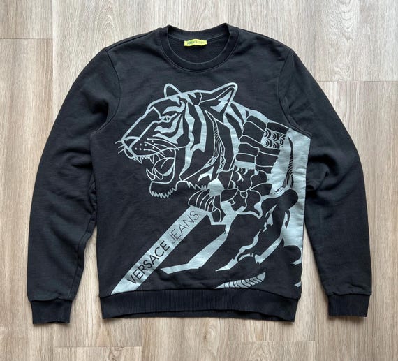 Versace Jeans Tiger Logo Black Sweatshirt - Etsy UK