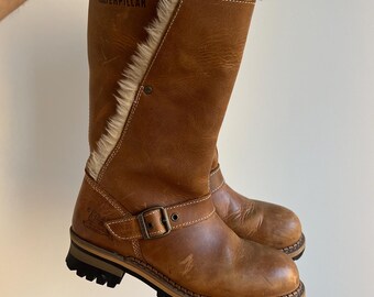 Caterpillar Boots Comfortable Work Vintage Boots Work Walking Hiking Womens Shoes Mountain Size Eu 37 Uk 4 Us 6 Leather Camel Brown Chunky Etsy