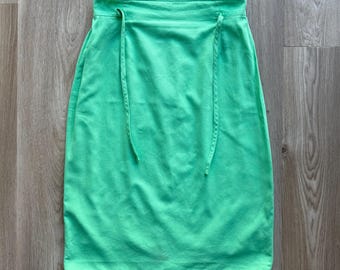 Vintage Escada Green Cotton Midi Skirt