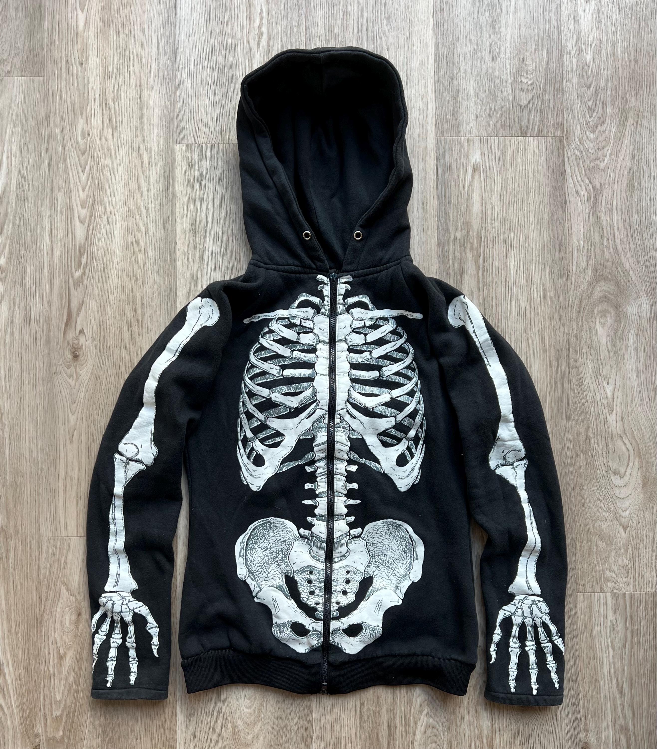 Skeleton Full Print Avant Garde Zip up Hoodie - Etsy
