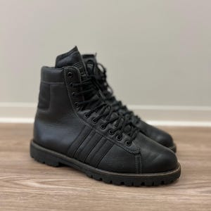 Vintage 90s Adidas Black Leather Hiking Combat Boots