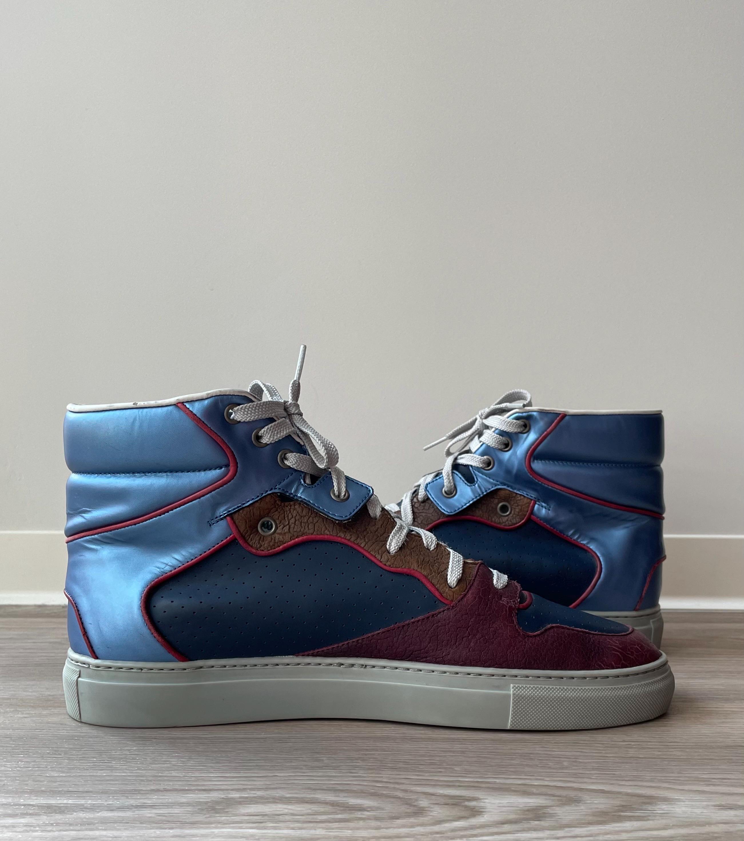 Balenciaga Blue Colorblock Leather High-top Sneakers - Etsy