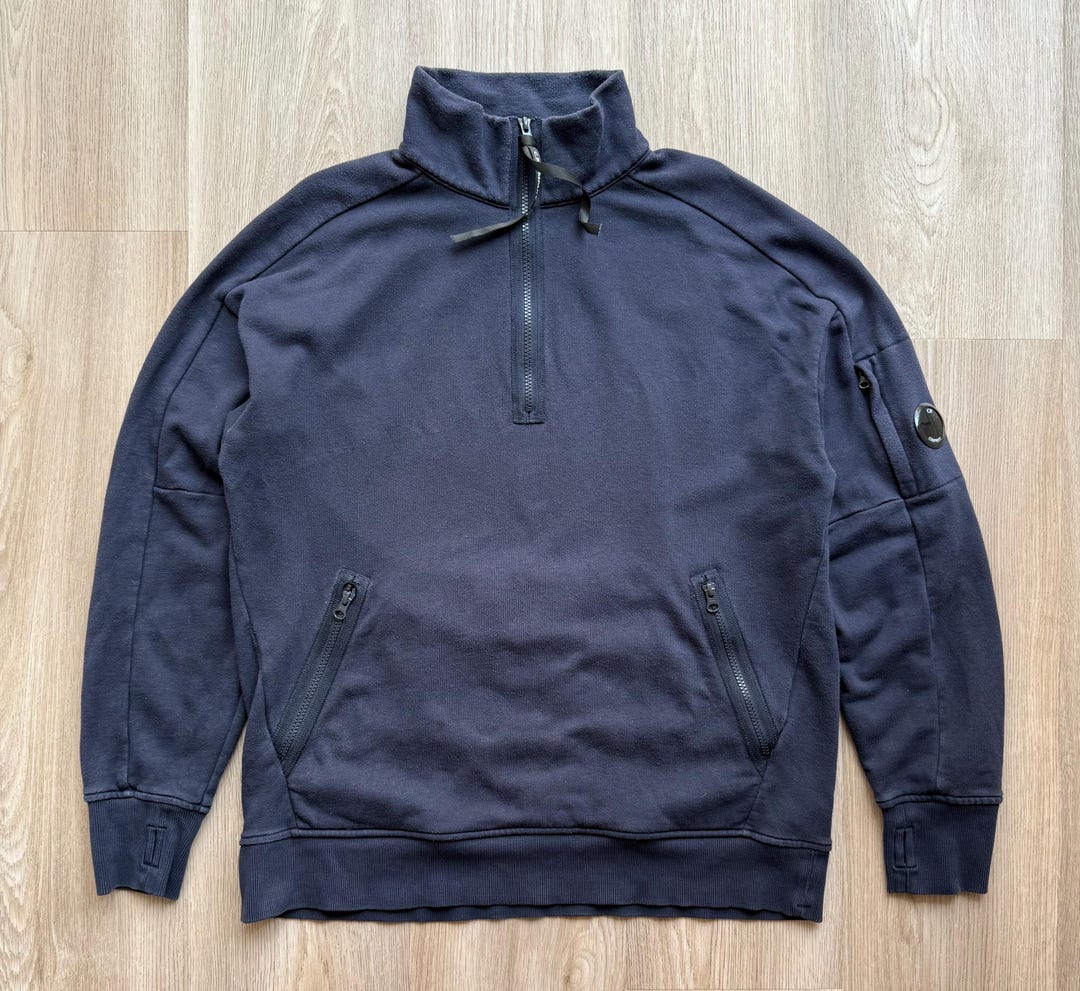 C.P. Company 1/3ジップ ネイビーブルー スウェットシャツ - Etsy 日本