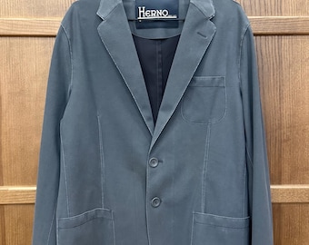 Herno First-Act Blue Techno-Fabric Blazer Mens Size 54