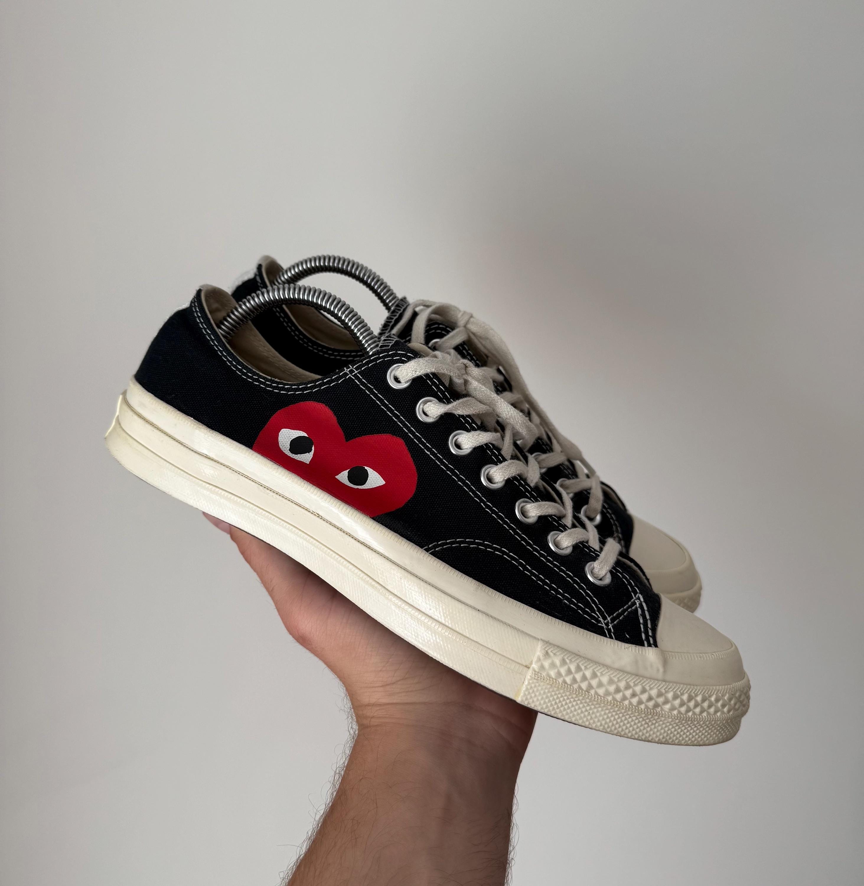 Converse X CDG Play Comme Des Garçons Black Low Sneakers - Etsy Canada