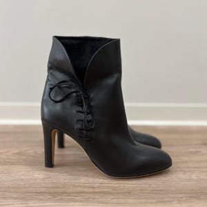 Bally Switzerland Black Leather Ankle Heels Boots