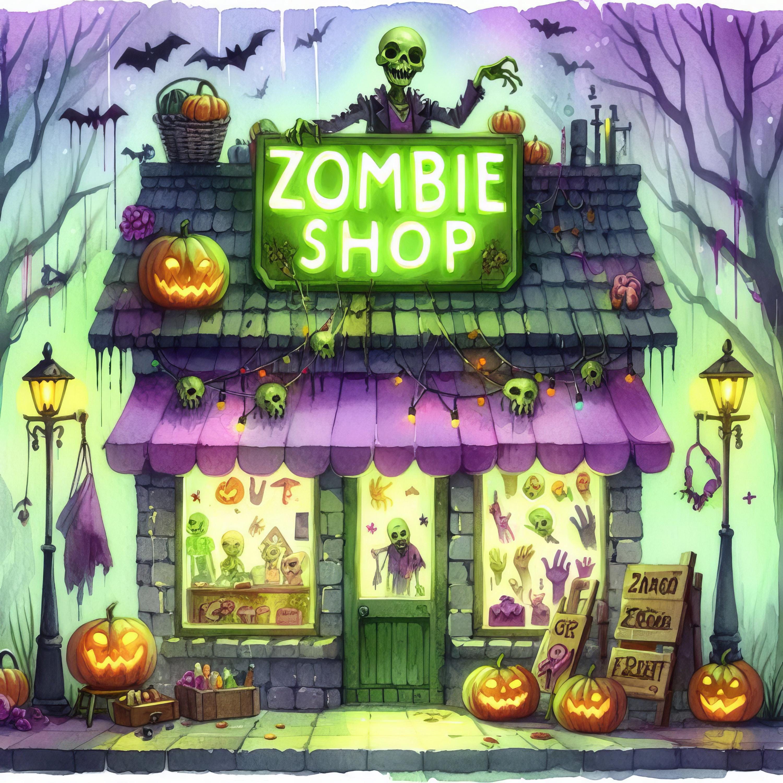 Halloween Zombie Shop - Clip Art Bundle, Digital Files Images Download ...