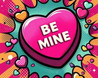 Pop Art Heart Candy- Clip Art Bundle, Digital Download, Whimsical, Y2K, Cupid, Love, Retro, Valentine's Day, Cards, Friends