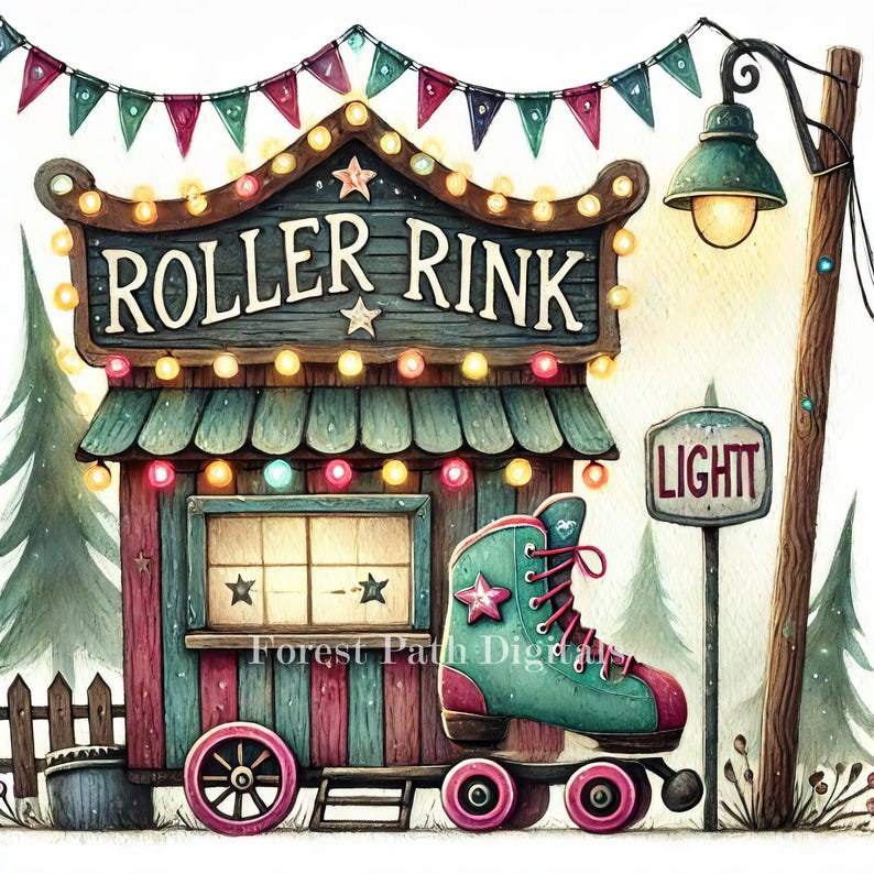 Roller Skating Rink Sign Roller Rink - Clip Art Bundle, Digital Download, Digital Files ...