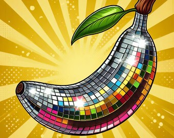 Pop Art Disco Banana - Digital Clip Art Bundle, Whimsical, Avant-Garde, Kitch, Abstract, Colorful, Pop Culture, Collage, Fruit, Cartoon