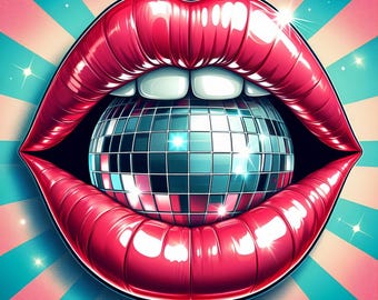 Pop Art Disco Lips - Digital Clip Art Bundle, Whimsical, Avant-Garde, Kitch, Abstract, Colorful, Pop Culture, Collage, Wall Art, Cartoon