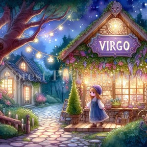 Virgo Shop- Sternzeichen, Astrologie, Sommer Geburtstag, Clip Art Bundle, Dorf, Dekor, digitale Bilder Dateien Download