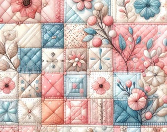 Patchwork Quilt- Clip Art Bundle, Digital Download, Digital Files, Digital Images, Wall Art, Crafting, Shabby Chic, Vintage, Quilt Square