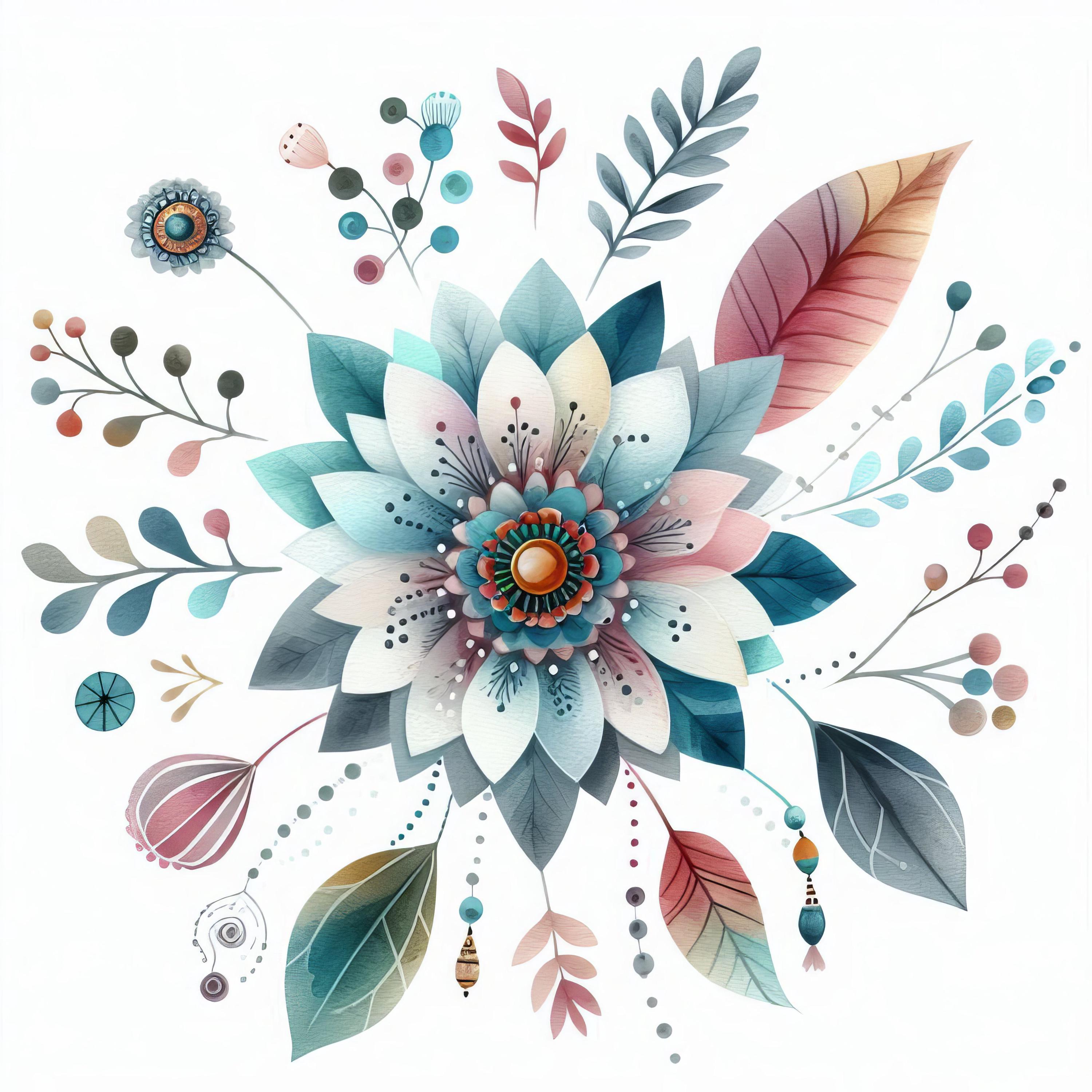 Boho Flowers Clip Art