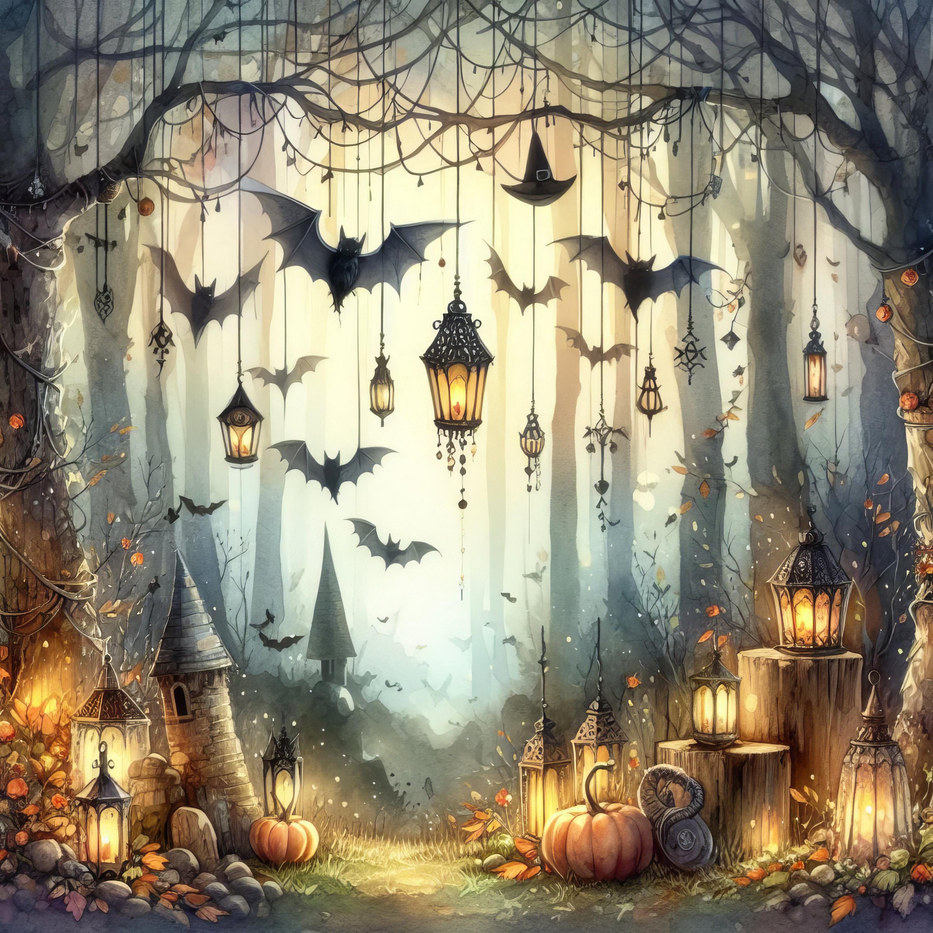 Magical Bat Forest - Clip Art Bundle, Digital Download, Digital Files ...