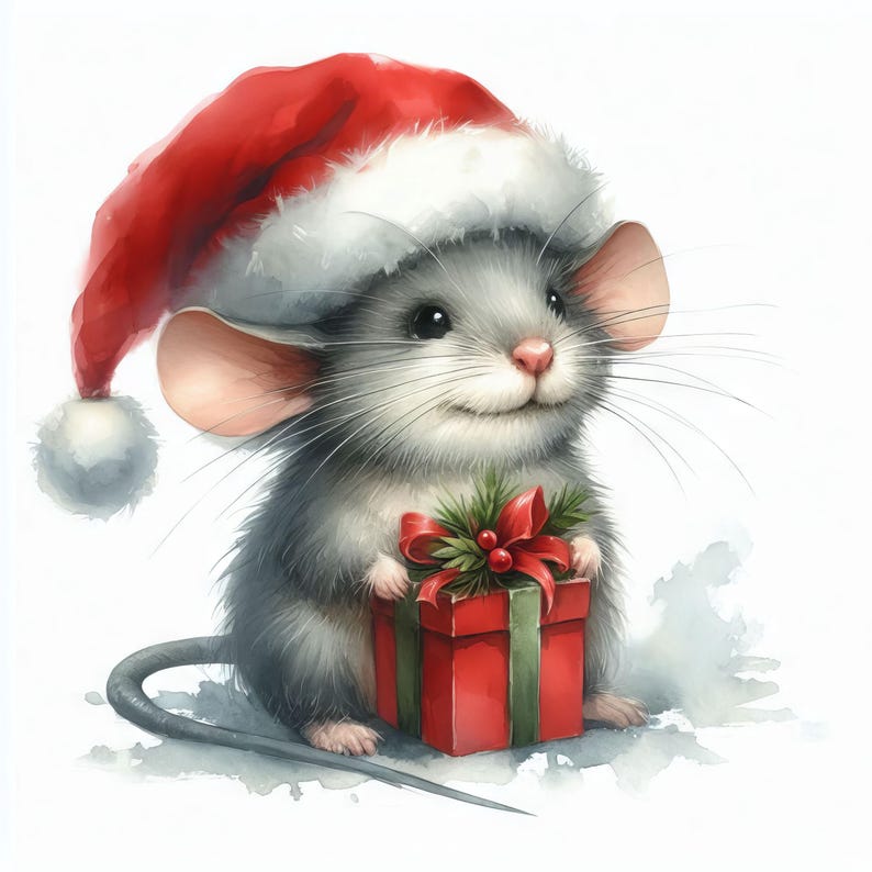 Sweet Christmas Mouse - Clip Art Bundle, Digital Files Download ...