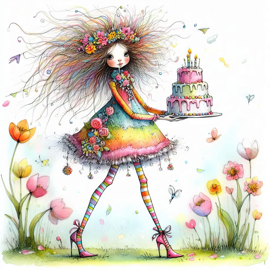 Quirky Spring Birthday - Clip Art Bundle, Digital Download, Digital ...