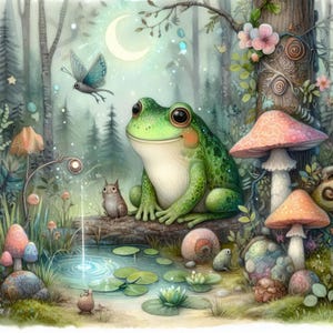 Foresta magica delle rane - Clip Art Bundle, Download digitale, File digitali, Stravagante, Castello, Fiaba, Fantasy, Halloween, Medievale, Principe