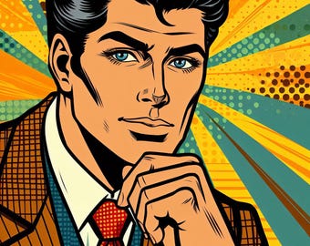 Pop Art Man - Digital Clip Art Bundle, Whimsical, Avant-Garde, Kitch, Abstract, Colorful, Pop Culture, Collage, Cartoon, Suit and Tie