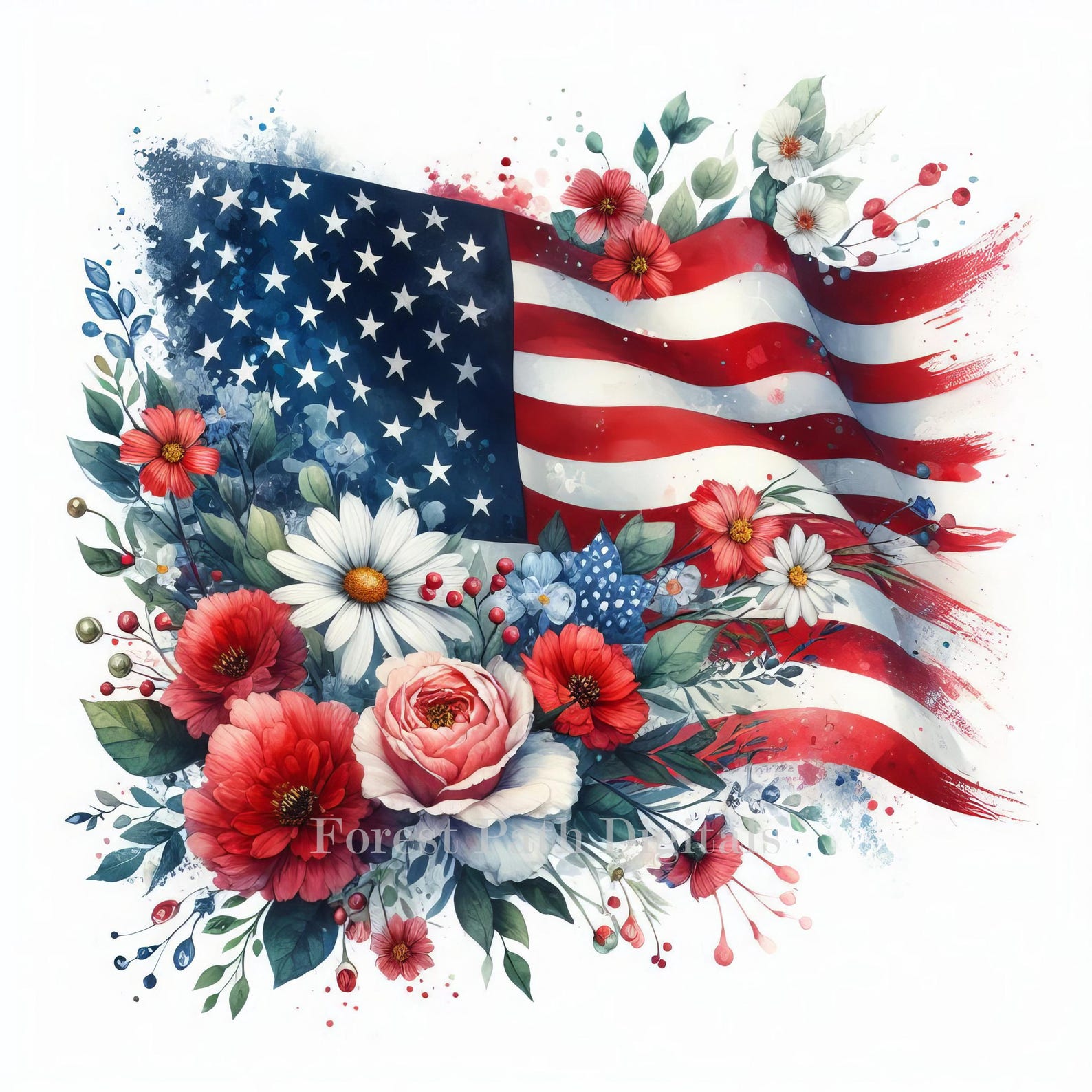 EKOREST Gartenflagge Zum 4. Juli – Patriotischer LKW Mit Blumen & US-Flagge, 31,8x45,7 Cm, Wetterfest