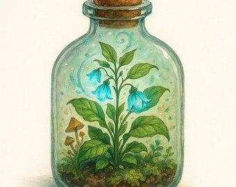 Apothecary Botanical Bottles - Digital Clip Art Bundle, Minimalist, Whimsical, Herb Garden, Aromatherapy, Mushroom, Plants, Flowers, Magical