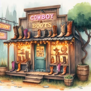 Cowboy Boots Shop- Clip Art Bundle, Digitale Dateien Bilder, Shabby Chic, wunderlich, Vintage, Bauernhof, Ranch, Scheune, Rodeo, Sattel, Pferd, Western