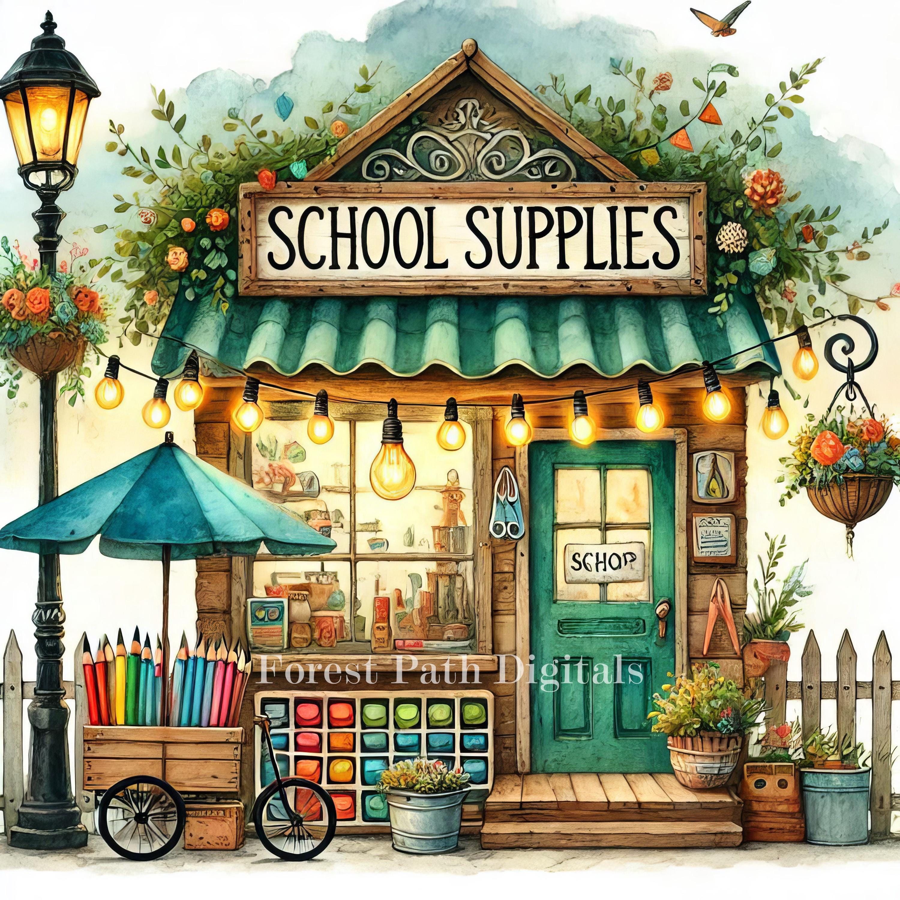 School Supplies Shop Clip Art Bundle, Digital Download, Digital Files
