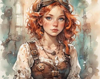 Steampunk Women - Clip Art Bundle, Digital Download, Printable Designs, Dapper, Top Hat, Vintage, Victorian, Beautiful, Clockwork, Gears