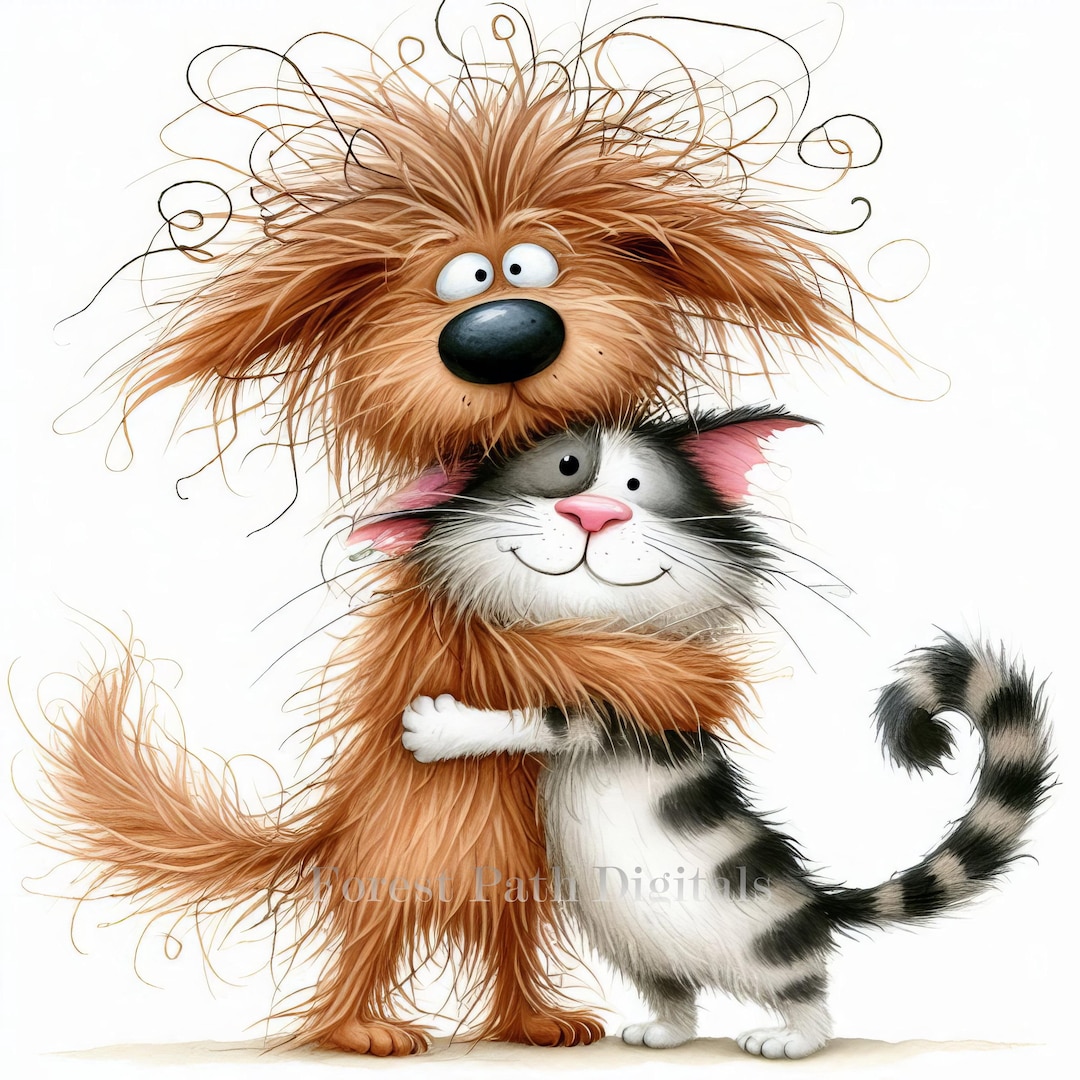 Quirky Buddy Hugs - Clip Art Bundle, Digital Files Download, Whimsical ...