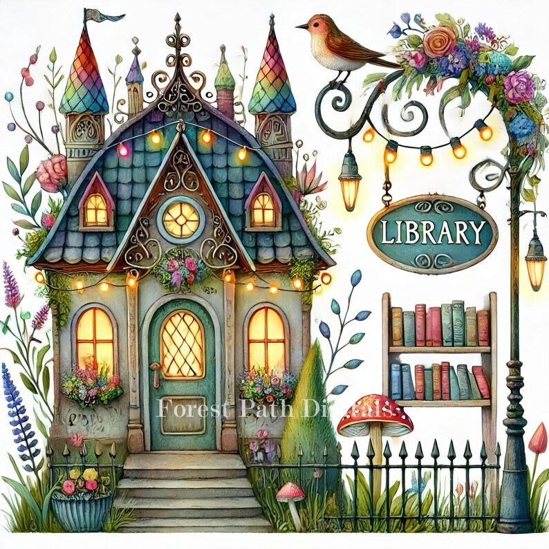 Library - Clip Art Bundle, Digital Download, Digital Files, Whimsical ...